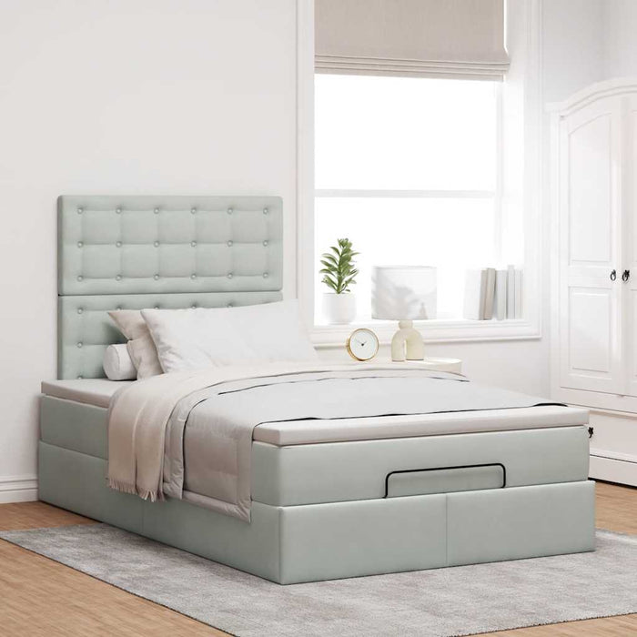 Cadru de pat otoman cu saltele Gri deschis 120x190cm catifea - WALTI WALTI