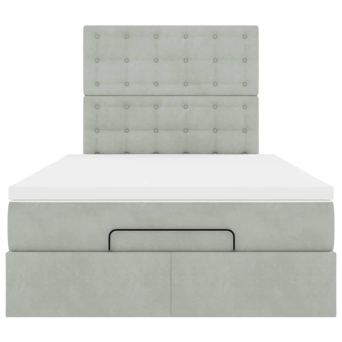 Cadru de pat otoman cu saltele Gri deschis 120x190cm catifea - WALTI WALTI