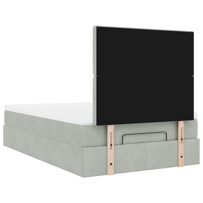 Cadru de pat otoman cu saltele Gri deschis 120x190cm catifea - WALTI WALTI