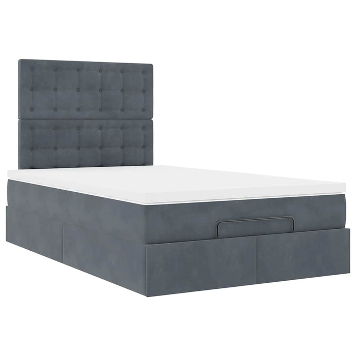 Cadru de pat otoman cu saltele Gri închis 120x190cm catifea - WALTI WALTI