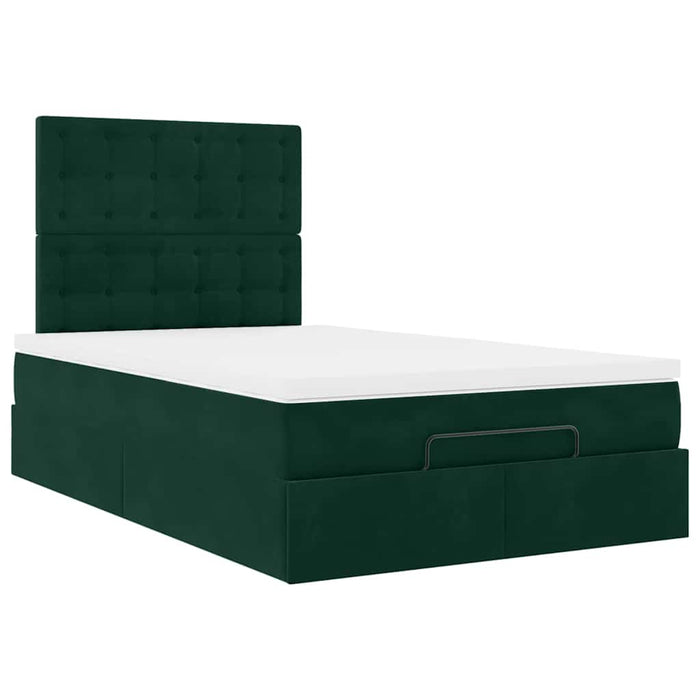 Cadru de pat otoman cu saltele, catifea verde închis 120x190cm - WALTI WALTI