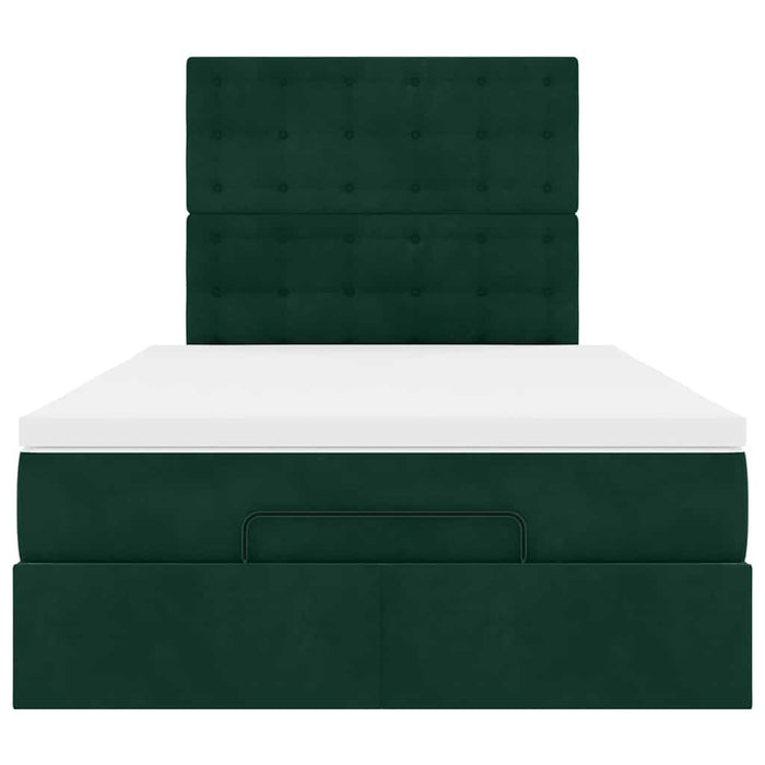 Cadru de pat otoman cu saltele, catifea verde închis 120x190cm - WALTI WALTI