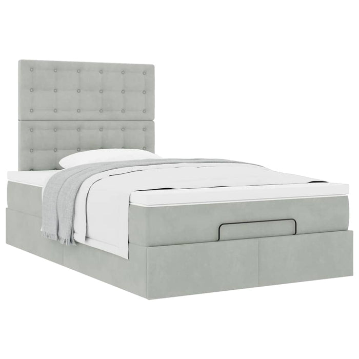 Cadru de pat otoman cu saltele Gri deschis 120x200cm catifea - WALTI WALTI
