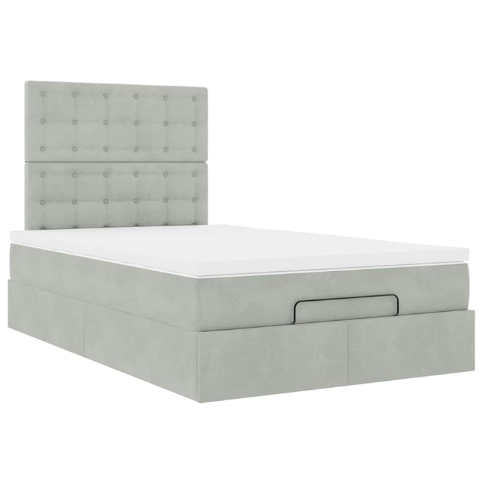 Cadru de pat otoman cu saltele Gri deschis 120x200cm catifea - WALTI WALTI