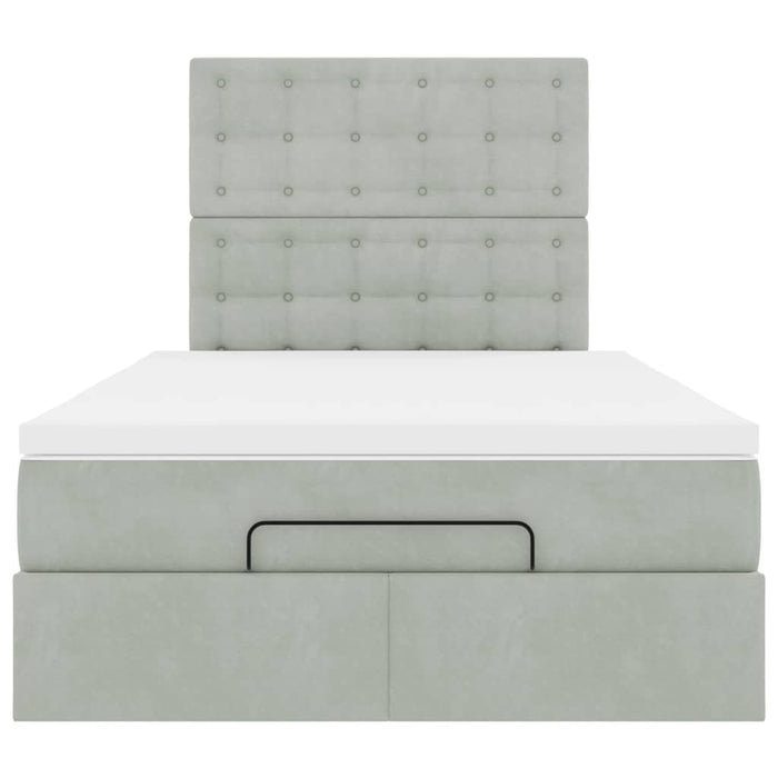 Cadru de pat otoman cu saltele Gri deschis 120x200cm catifea - WALTI WALTI