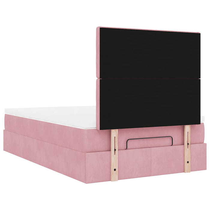 Cadru de pat otoman cu saltea, catifea roz 120x200cm WALTI