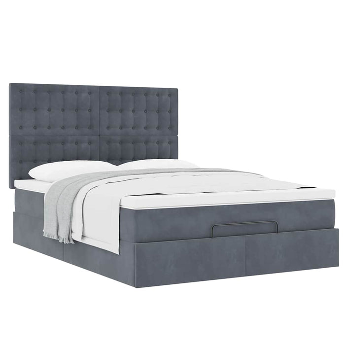 Cadru de pat otoman cu saltele Gri închis 140x190cm catifea - WALTI WALTI