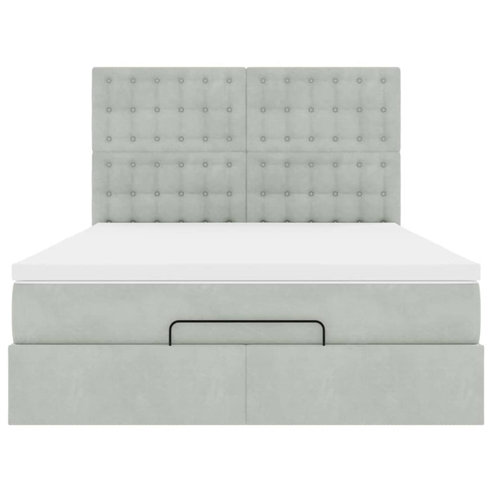 Cadru de pat otoman cu saltele Gri deschis 140x200cm catifea - WALTI WALTI