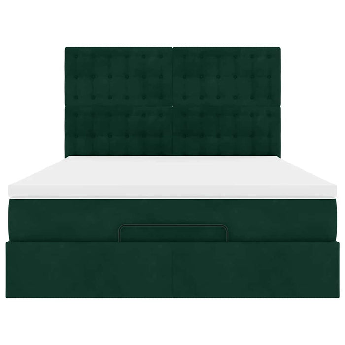 Cadru de pat otoman cu saltele verde închis 140x200cm catifea - WALTI WALTI