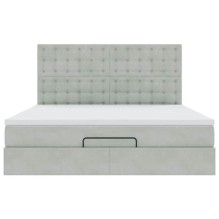 Cadru de pat otoman cu saltele Gri deschis 160x200cm catifea - WALTI WALTI