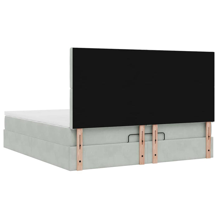 Cadru de pat otoman cu saltele Gri deschis 160x200cm catifea - WALTI WALTI