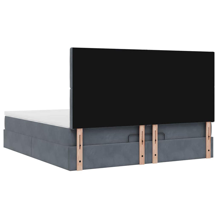 Cadru de pat otoman cu saltele Gri închis 160x200cm catifea - WALTI WALTI