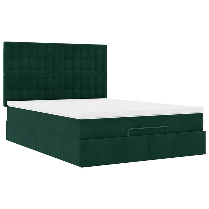 Cadru de pat otoman cu saltele Verde închis 160x200cm catifea - WALTI WALTI