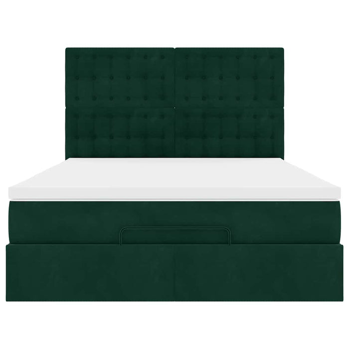Cadru de pat otoman cu saltele Verde închis 160x200cm catifea - WALTI WALTI