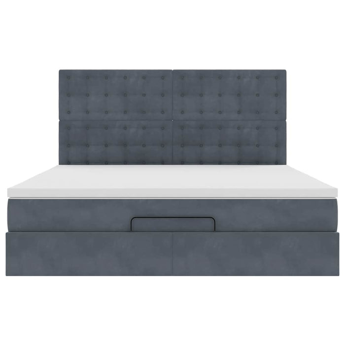 Cadru de pat otoman cu saltele Gri închis 180x200cm catifea - WALTI WALTI