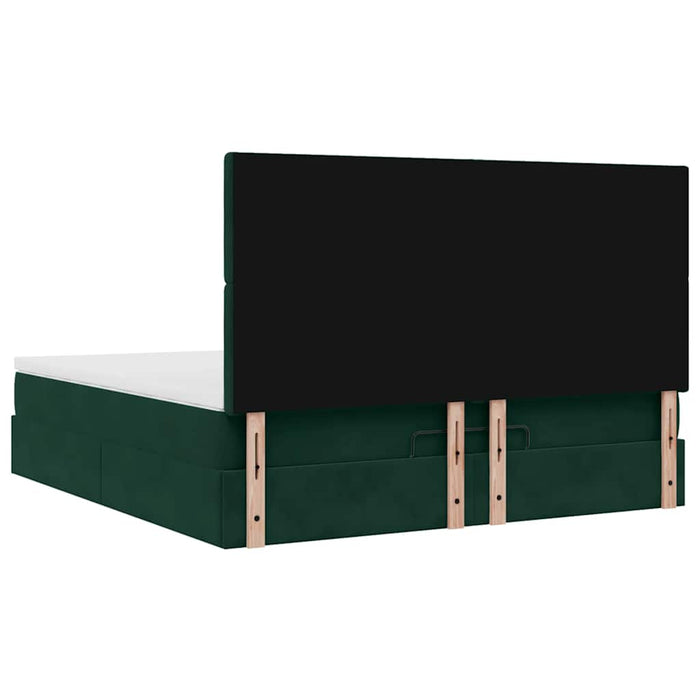Cadru de pat otoman cu saltele, catifea verde închis 180x200cm - WALTI WALTI