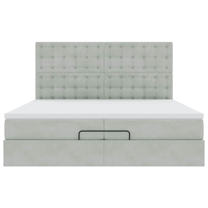 Cadru de pat otoman cu saltele Gri deschis 200x200cm catifea - WALTI WALTI