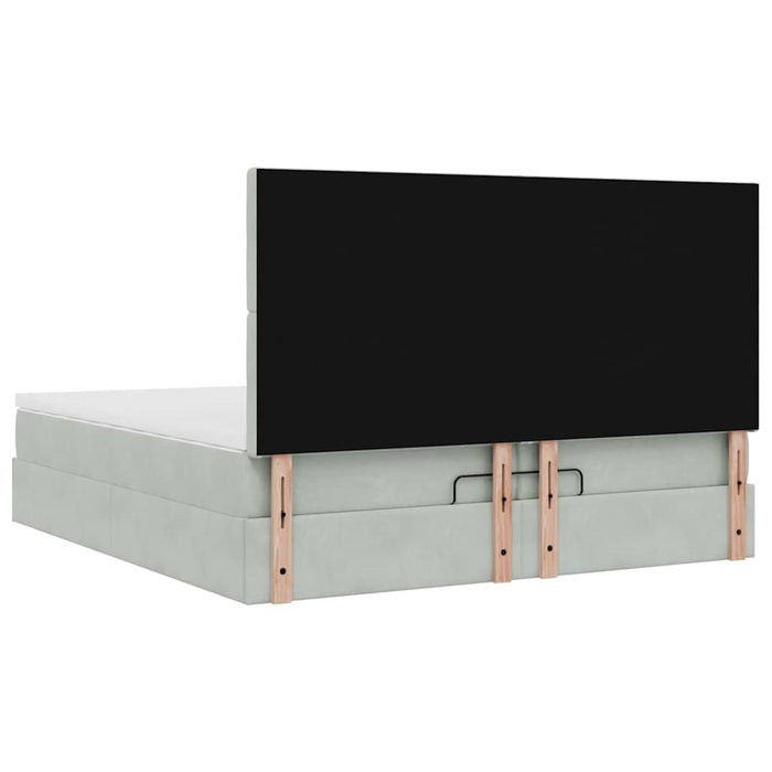 Cadru de pat otoman cu saltele Gri deschis 200x200cm catifea - WALTI WALTI