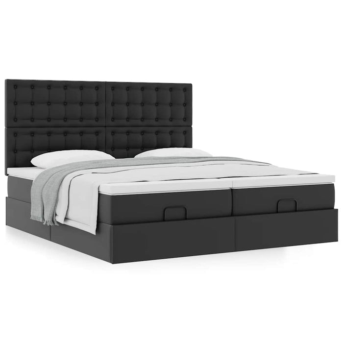 Cadru de pat otoman saltele Negru 160x200cm piele artificială WALTI