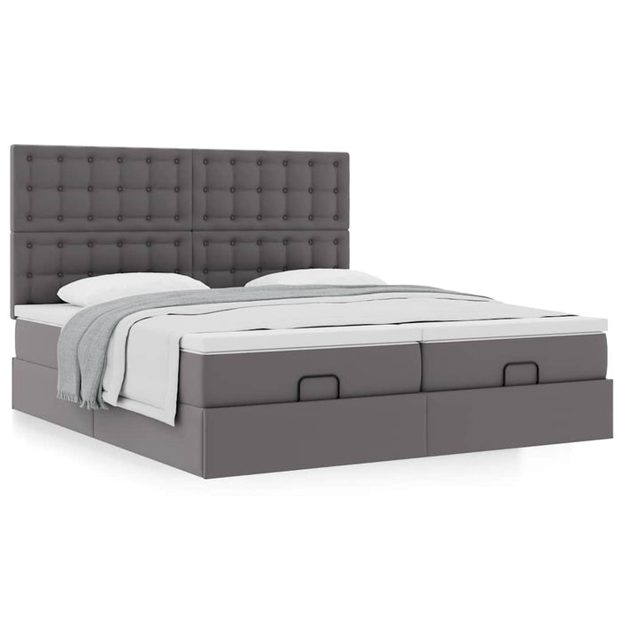 Cadru de pat otoman cu saltea gri 160x200cm piele artificială - WALTI WALTI