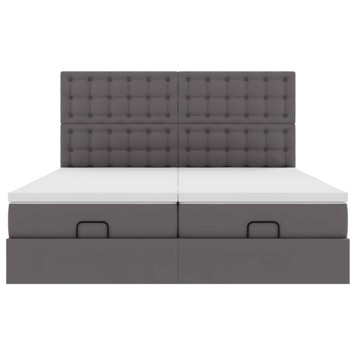 Cadru de pat otoman cu saltea gri 160x200cm piele artificială - WALTI WALTI