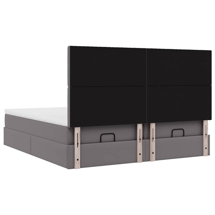 Cadru de pat otoman cu saltea gri 160x200cm piele artificială - WALTI WALTI