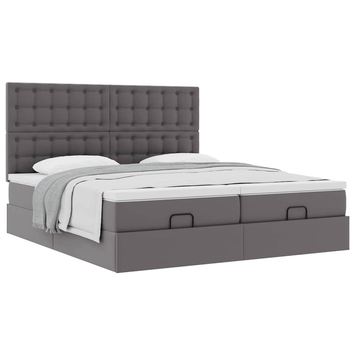 Cadru de pat otoman cu saltele Gri 180x200cm piele artificială - WALTI WALTI
