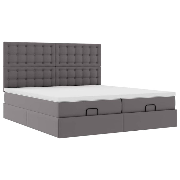 Cadru de pat otoman cu saltele Gri 180x200cm piele artificială - WALTI WALTI