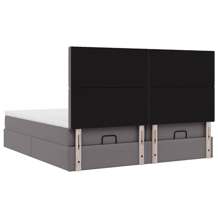 Cadru de pat otoman cu saltele Gri 180x200cm piele artificială - WALTI WALTI