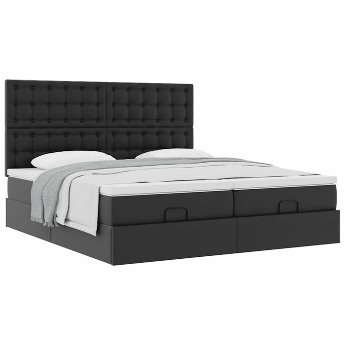 Cadru de pat otoman saltele Negru 200x200cm piele artificială - WALTI WALTI