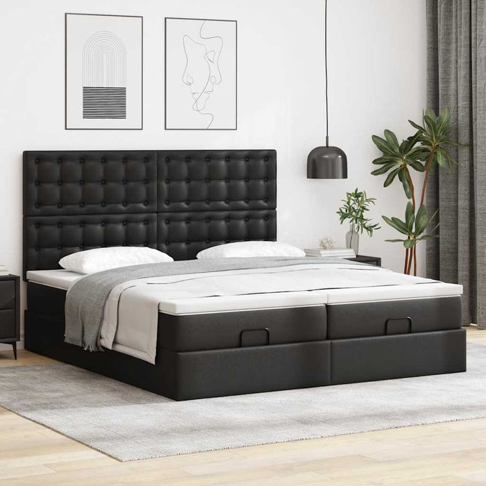 Cadru de pat otoman saltele Negru 200x200cm piele artificială - WALTI WALTI