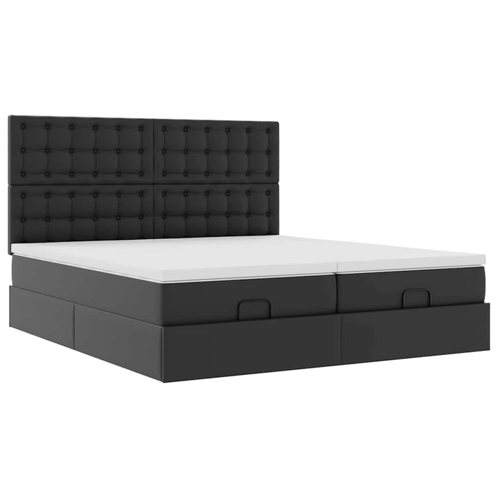 Cadru de pat otoman saltele Negru 200x200cm piele artificială - WALTI WALTI