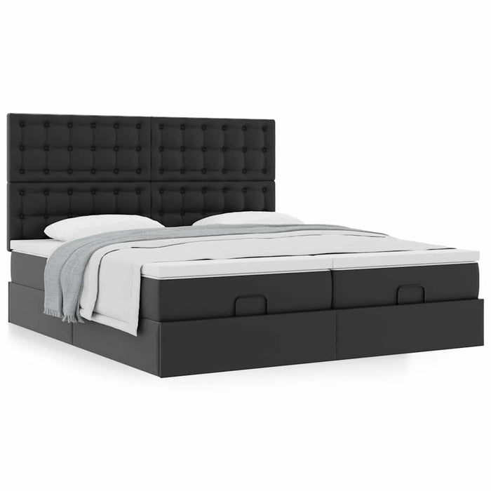 Cadru de pat otoman saltele Negru 200x200cm piele artificială - WALTI WALTI