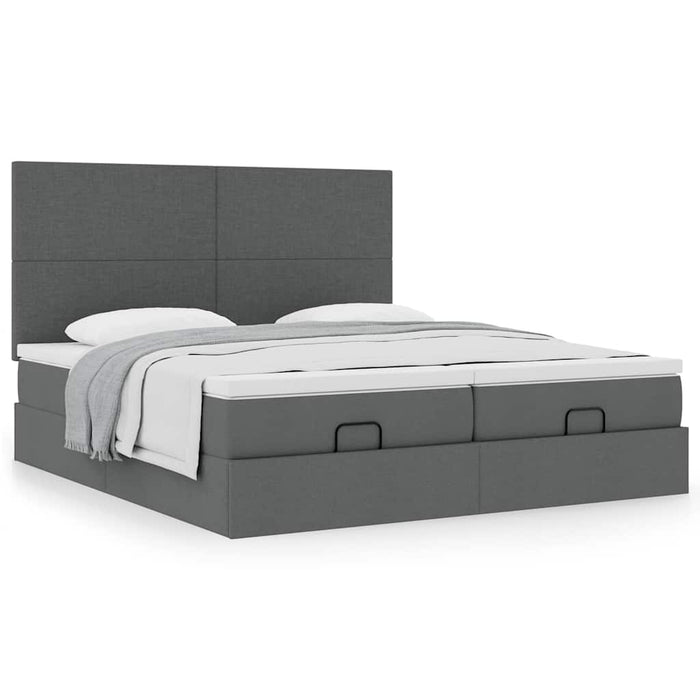 Cadru de pat otoman cu saltele țesătură gri închis 160x200cm - WALTI WALTI