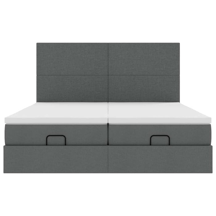 Cadru de pat otoman cu saltele țesătură gri închis 160x200cm - WALTI WALTI