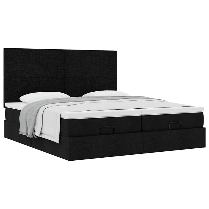 Cadru de pat otoman cu saltele, material negru 160x200cm - WALTI WALTI
