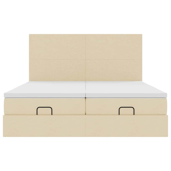 Cadru de pat otoman cu saltele crem 160x200cm stofa WALTI