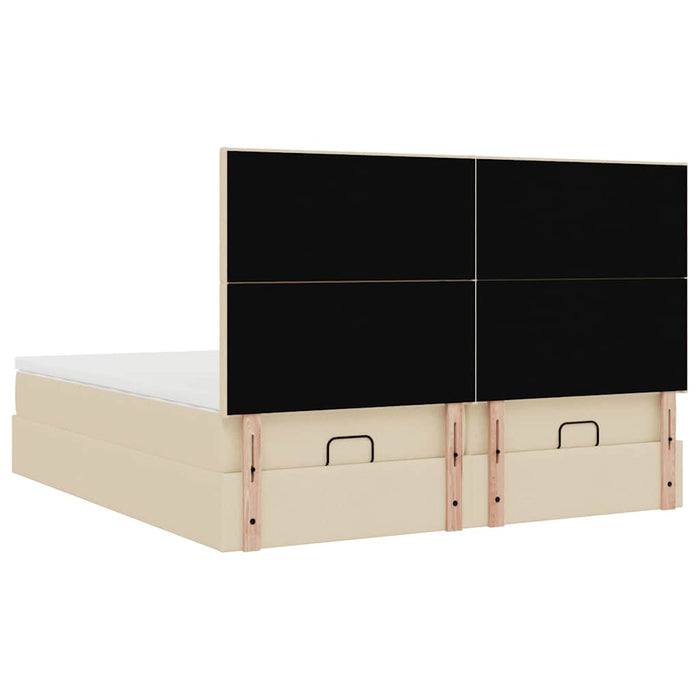 Cadru de pat otoman cu saltele crem 160x200cm stofa WALTI