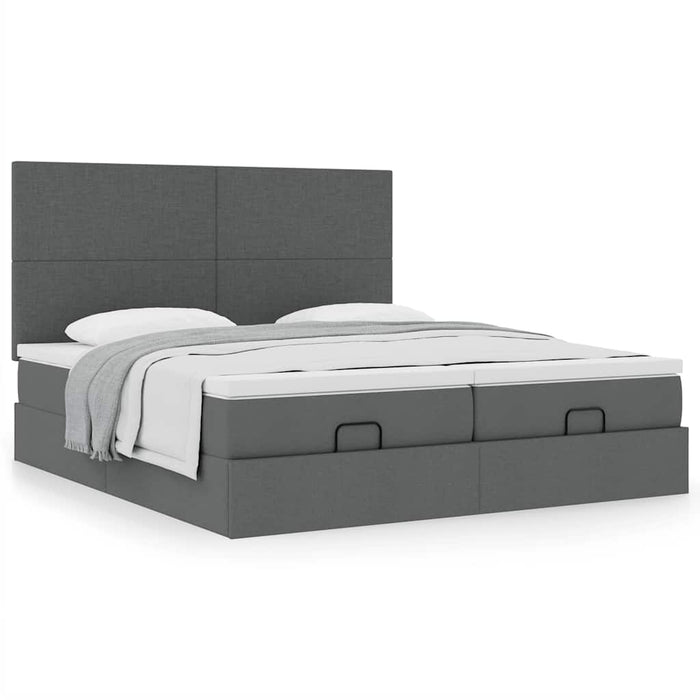 Cadru de pat otoman cu saltele Gri închis 180x200cm țesătură WALTI