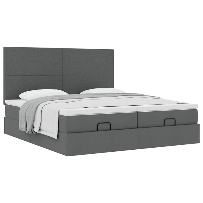 Cadru de pat otoman cu saltele Gri închis 180x200cm țesătură WALTI
