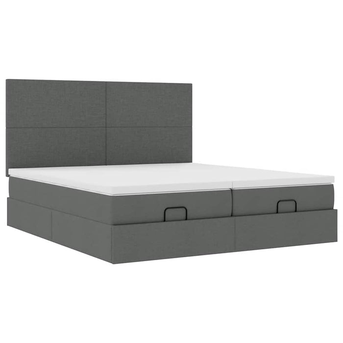 Cadru de pat otoman cu saltele Gri închis 180x200cm țesătură WALTI