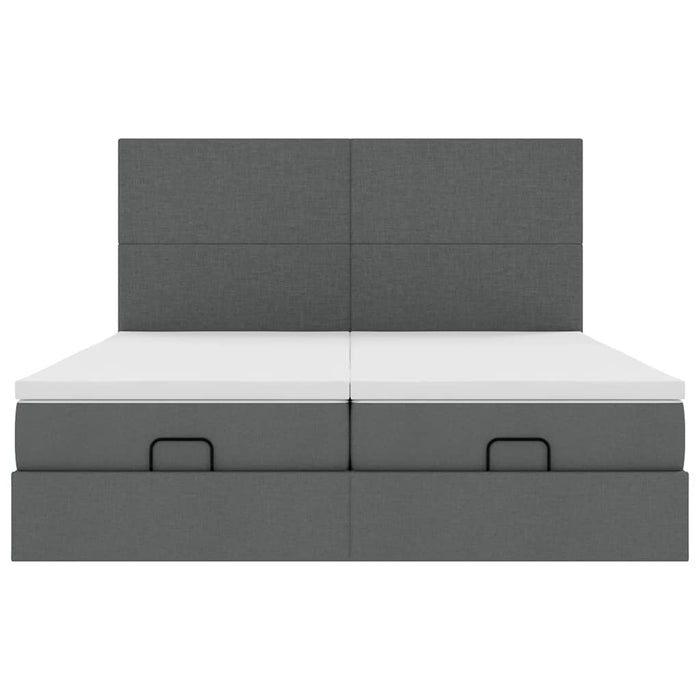 Cadru de pat otoman cu saltele Gri închis 180x200cm țesătură WALTI