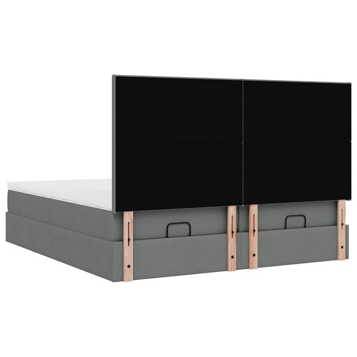 Cadru de pat otoman cu saltele Gri închis 180x200cm țesătură WALTI