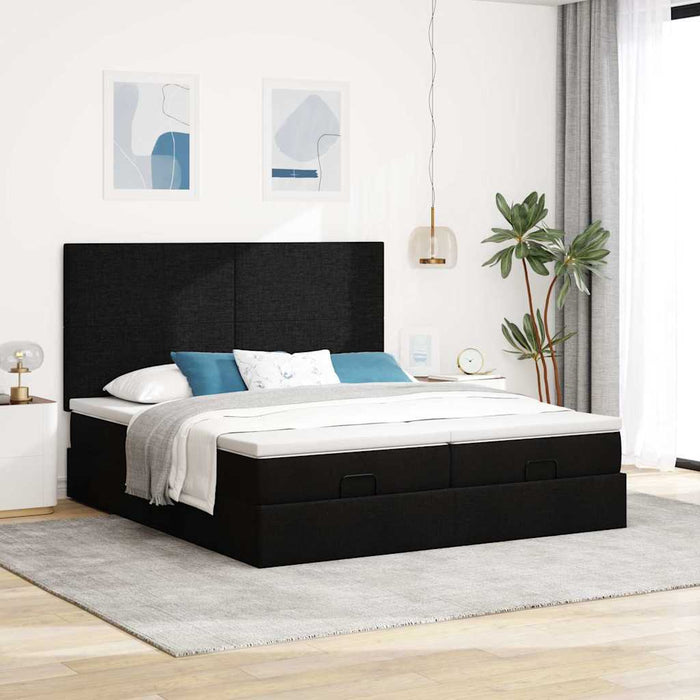 Cadru de pat otoman cu saltele, material negru 180x200cm - WALTI WALTI