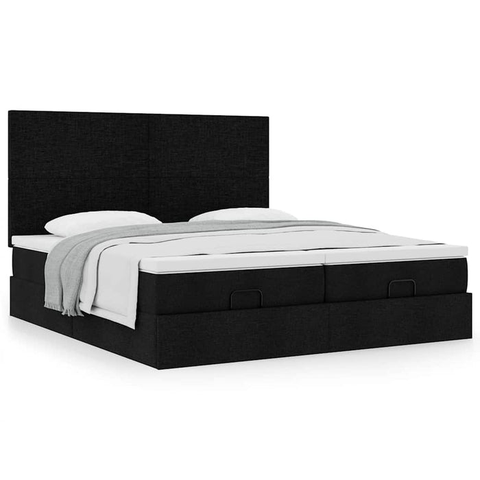 Cadru de pat otoman cu saltele, material negru 180x200cm - WALTI WALTI