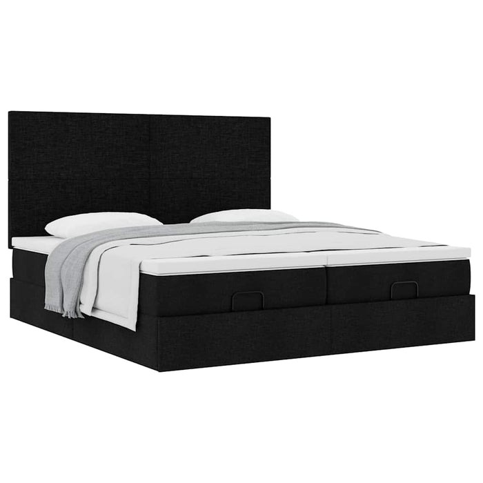 Cadru de pat otoman cu saltele, material negru 180x200cm - WALTI WALTI