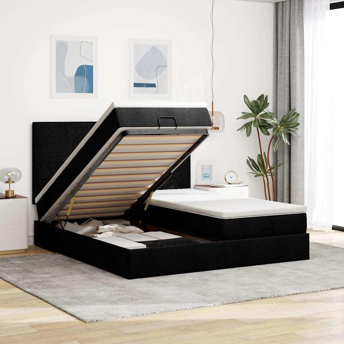 Cadru de pat otoman cu saltele, material negru 180x200cm - WALTI WALTI