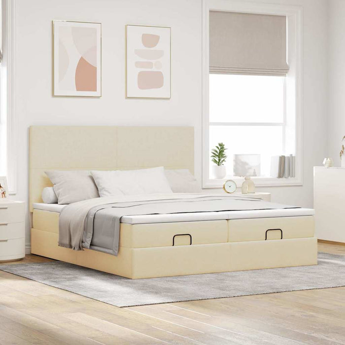 Cadru de pat otoman cu saltele crem 180x200cm stofa - WALTI WALTI
