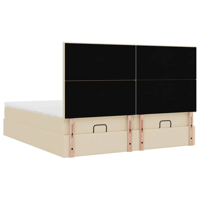Cadru de pat otoman cu saltele crem 180x200cm stofa - WALTI WALTI