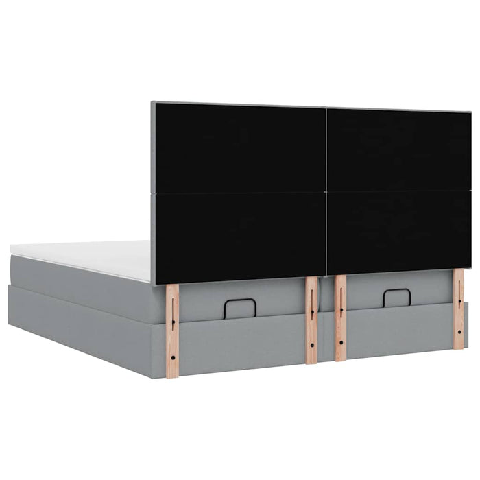Cadru de pat otoman cu saltele țesătură gri deschis 200x200cm - WALTI WALTI